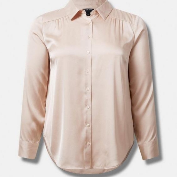 Torrid Satin Button Up Long Sleeve Shirt - Picture 1 of 6
